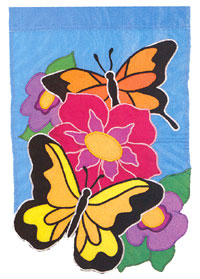 View Butterflies & Flowers Applique Flag 28"x40" - 9591CD