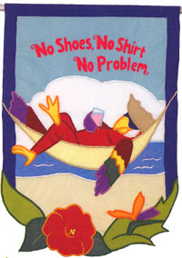 View No Shoes No Shirt No Problem Applique Flag 28"x40" - 9600CD