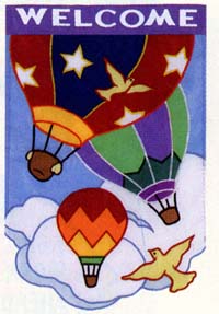 View Hot Air Balloons Applique Flag 28"x40" - 9604CD