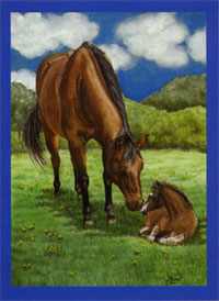 View Horses & Field Flag 28"x40" - 9623CD