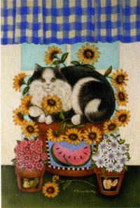 View Cat & Flower Pot Garden Flag 12.5"x18" - 9817MCD