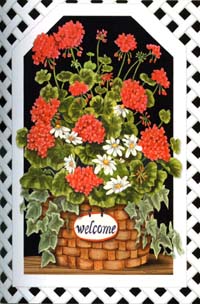 Geranium & Lattice Flag 28"x40"