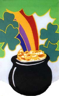 View Rainbow/ Pot O'Gold Applique Flag 28"x40" - 9848Cd