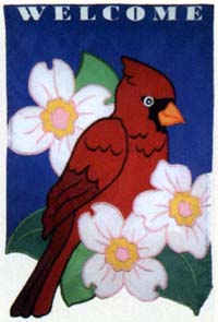 View Cardinal & Dogwood Applique Flag 28"x40" - 9859CD