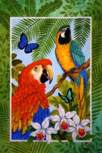 View Rainforrest Parrots Flag 28"x40" - 9870CD