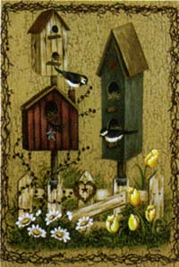 View Birdhouse Fence Garden Flag 12.5"x18" - 9874MCD