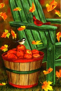 View Adirondack Chair & Apples Flag 28"x40" - 9897CD