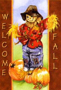 View Welcome Fall Scarecrow Flag 28"x40" - 9936CD
