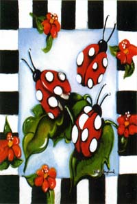 View Mini Ladybug Check Garden Flag 12"x18" - FCM108CF