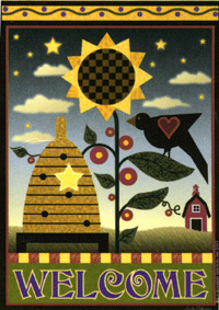 View Beeskep Welcome Flag 24"x36" - JFL026L