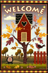 View Birdhouse Welcome Autumn Flag 24"x36" - JFL027L