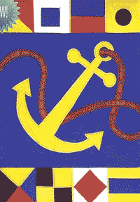 View Anchors Away Applique Garden Flag 12"x18" - T0058G