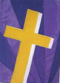 View Golden Cross Applique Flag 28" x 40" - T0045