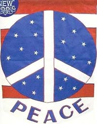 View Red, White & Blue Peace Applique Flag 28" x 40" - T1607