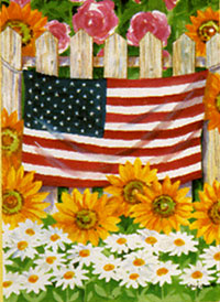 View Flag on Fence Patriotic Flag 28"x40" - T1390