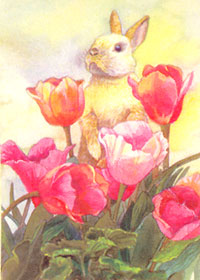 Bunny Tulip Flag 28"x40"