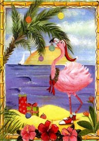 View Fa La La Flamingo Flag 28"x40" - T6113