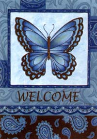 View Blue Patterned Butterfly Flag 28"x40" - T7157