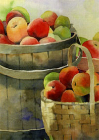 View Basket With Apples Flag 28"x40" - T7261