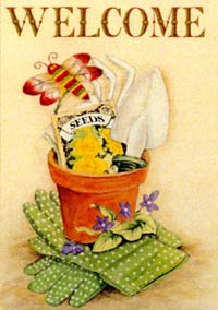 Welcome Pot Garden Flag 12.5"x18"