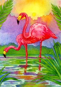 View Two Flamingos Flag 28"x40" - T8047