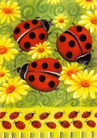 View Ladybugs on Green Flag 28"x40" - T8233