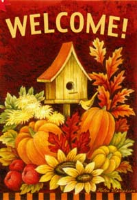 View Fall Birdhouse Garden Flag 12.5"x18" - T8272G