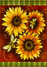 View Bees & Sunflowers Flag 28"x40" - T8275