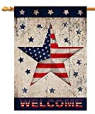View BLKWHT 4th of July Vintage House Flag Memorial Independence Day Vertical Double Sided 28 x 40 Inch Patriotic Star Yard Outdoor Decor - 