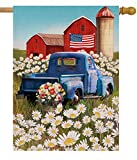 View Dyrenson 28 x 40 Home Decorative 4th of July Patriotic Large House Flag Rustic Farm Flower Double Sided Welcome, Old Red Truck Burlap Yard Decoration, Seasonal USA Daisy Outdoor Décor Spring Summer by Dyrenson - 