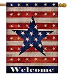 View Dyrenson Home Decorative Large 4th of July Patriotic Star House Flag Double Sided, Welcome Quote House Yard Decor, Primitive Outdoor Decorations, USA Vintage Holiday Seasonal Flag 28 x 40 - 