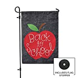 View Back to School Apple Garden Flag Outdoor Patio Seasonal Holiday Fabric 12.5"X18" - 