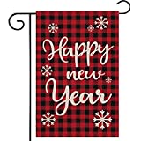 View ZYP Happy New Year Burlap Garden Flag, Double Sided 12.5 x18.5 Inch - 