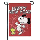 View Runbar Snoopy Happy New Year Linen Fabric Garden Flag Cute Cartoon Pattern Garden Sign - 