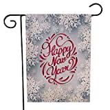 View Capsceoll Garden Flag Outdoor 12.5X18 Inch Double Sided Red Ribbon Happy New Year Calligraphy Snowflake Art - 