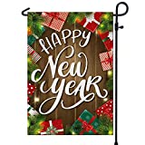 View PAMBO Happy New Year Garden Flags for Outside & Yard | 12x18 Burlap Double Sided Garden Flag - 