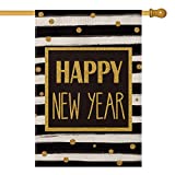 View AVOIN Happy New Year Watercolor Stripes Polka Dot House Flag Vertical Double Sized - 