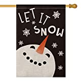 View AVOIN Let It Snow Snowman Snowflake House Flag Vertical Double Sized, Winter Holiday Christmas Yard Outdoor Decoration 28 x 40 Inch - 