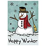 View Morigins Happy Snowman Primitive Winter Yard Flag Double Sided Decorative Let it Snow House Flag 28x40 Inch - 