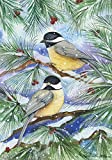 View Toland Home Garden Snowy Birds 28 x 40 Inch Decorative Winter Bird Pine Branch House Flag - 