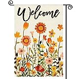 View AVOIN colorlife Fall Flowers Welcome Garden Flag 12x18 Inch - 