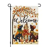 View CROWNED BEAUTY Fall Dogs Garden Flag 12x18 Inch - 