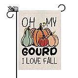 View Fall Garden Flag Oh My Gourd Double Sided for Outside Burlap Pumpkins Autumn Seasonal Harvest Yard Decoration Lawn Outdoor Decor 12x18 Inch - 
