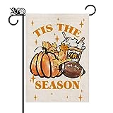 View Fall Garden Flag Football Pumpkin Leaves Double Sided Outside Vertical Rustic Autumn Seasonal Holiday Welcome Yard Decoration Lawn Outdoor Decor 12×18 Inch - 