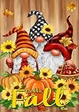 View Toland Home Garden 12x18 Inch Double Sided Garden Flag Fall Flag, Hello Fall Gnomes Fall Garden Flag For Outdoor Yard Decoration - 