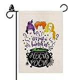 View Halloween Garden Flag It's JUST A Bunch of Sanderson Sisters Double Sided Burlap Vertical Outdoor Decorations Fall Holiday Yard Decor 12 x 18 Inch - 