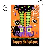 View YMYIELD Happy Halloween Garden Flags 12x18 Double Sided Vertical Decorations, Trick Or Treat Halloween yard Outdoor Decoration - 