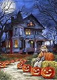View Toland Home Garden 1110094 Spooky Manor Halloween Flag 12x18 Inch Double Sided for Outdoor Fall House Yard Decoration - 