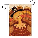 View Thanksgiving Turkey Garden Flag Tom Holiday Pilgrim Hat 12.5"x18" Briarwood Lane - 