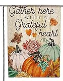 View Deloky Fall Welcome Pumpkin Patch Garden Flag-Double-Sided Farmhouse Autumn Yard Burlap Banner,Flag for Fall,Thanksgiving Indoor & Outdoor Decoration - 